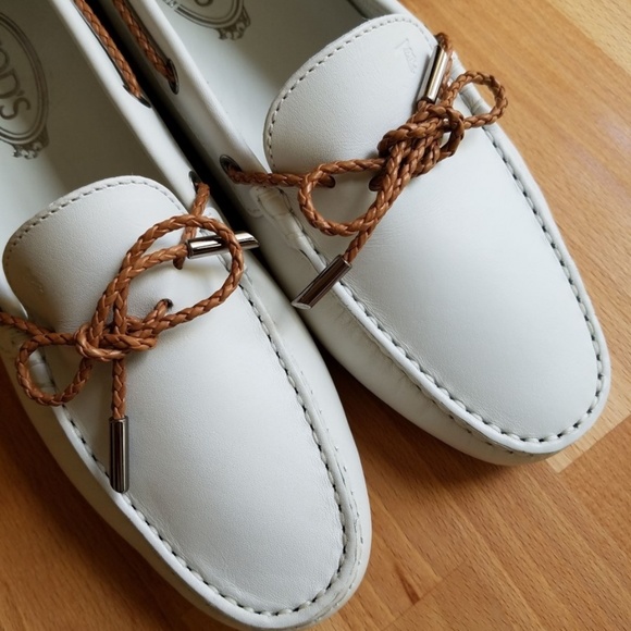Tod's New Gommino Driving Shoes Loafer White 39.5 - Picture 6 of 8